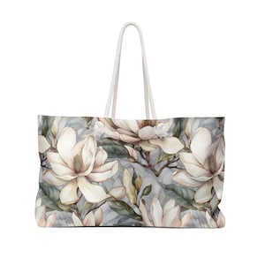 Magnolia Weekender Bag, Large Tote Bag, Rope Handles