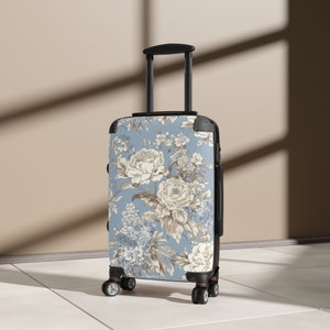 Suitcase Rolling Luggage Carry On Cabin Suitcase with Wheels Hard Shell Suitcase Blue French Toile