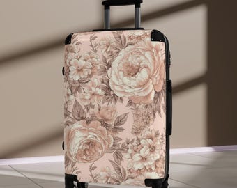 Maletas francesas rosas de tela, juego de equipaje de viaje, maleta rígida con ruedas, maleta vintage, accesorios de viaje, regalo para