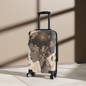 Beautifully Black, Elegant Woman Design, Suitcase, Carry On, Suitcase Comes In 3 Sizes, Carry On 22in, M 27in, L 31in, 360 deg swivel wheels