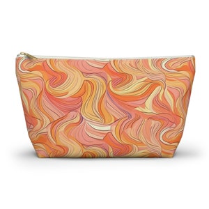 Orange and Yellow Retro Swirl Cosmetic Bags -Travel Bag, Make-up Bag, Pencil Case,  our Orange Sherbet Swirl Pattern, Available in Two Sizes
