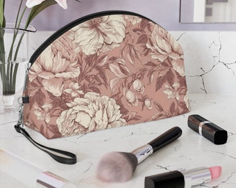 Makeup Bag Toiletry Bag Deep Pink French Toile Cosmetic Bag