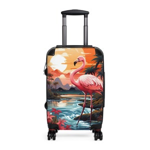 Koffer Rollende bagage handbagage met wielen Harde koffer Bagage voor haar Strandscène Flamingo