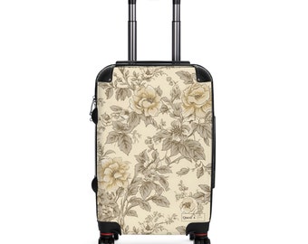 Suitcase Rolling Luggage Carry On Cabin Suitcase with Wheels Hard Shell Suitcase  Yellow French Toile