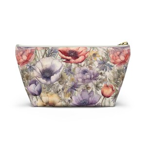 Soft Water Color Poppies Cosmetic Bags - Travel Bag, Make-up Bag, Pencil Case, Available in Two Sizes
