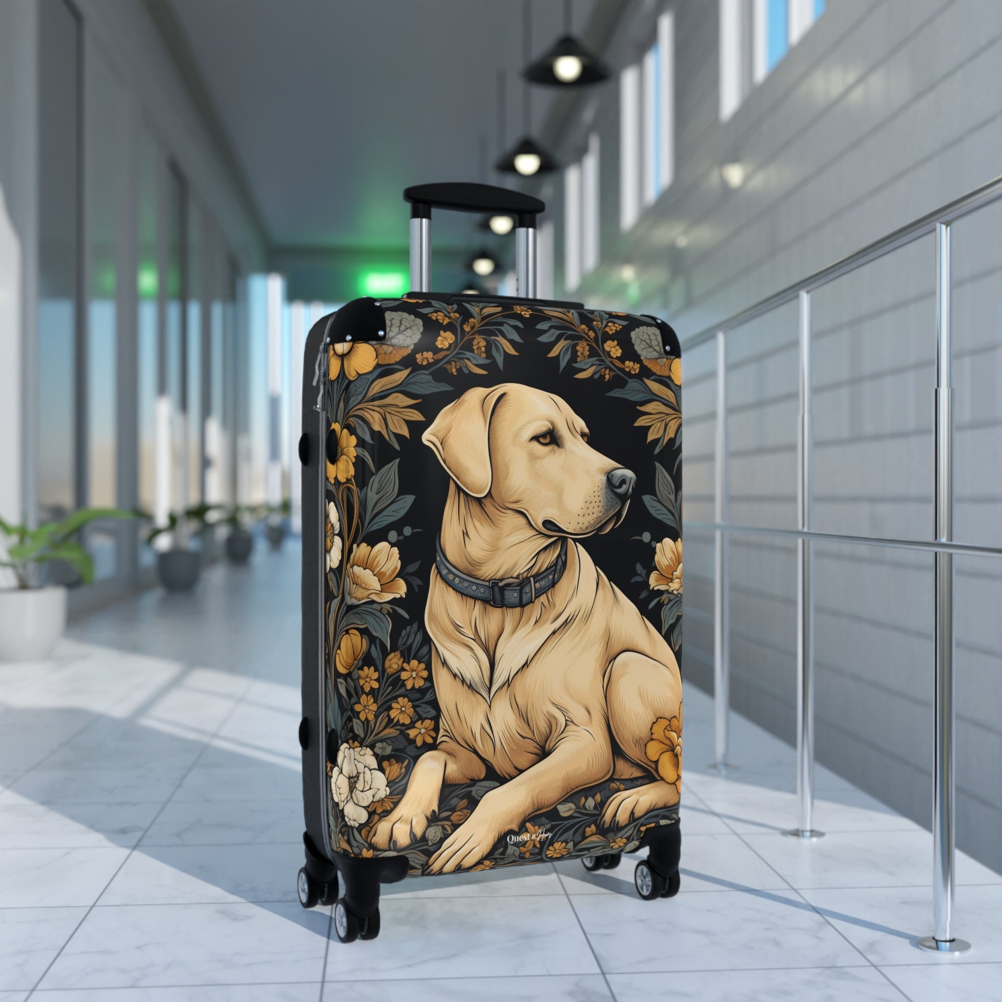 Rolling Luggage Carry On Cabin Suitcase with Wheels Hard Shell Suitcase Dog Lover Yellow Lab