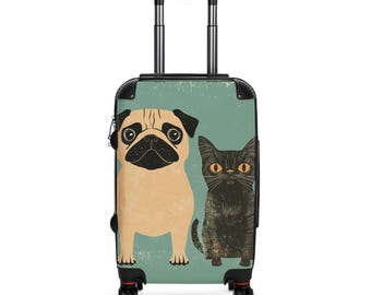 Koffer met schattig honden- en kattenontwerp, dierenvriendbagage, gepersonaliseerde reistas, gepersonaliseerde reistas, huisdierthemakoffer, cadeau huisdiereigenaar, aanpasbaar