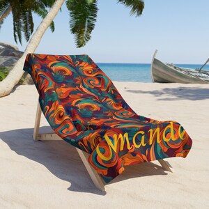 Personalized Beach Towel Oversized Thick Soft Quick Drying Abstract Swirl