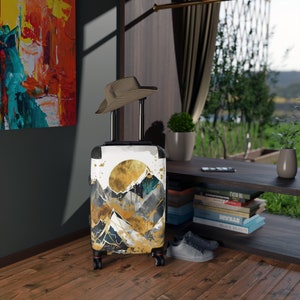 Sun Over Golden Mountains-koffer, verkrijgbaar in 3 maten, handbagage: 22 inch, M 27 inch, L 31 inch, 360 graden draaibare wielen