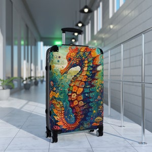 Magische zeepaardkoffer, verkrijgbaar in 3 maten, handbagage: 22 inch, M 27 inch, L 31 inch, 360 graden zwenkwielen, verstelbaar handvat