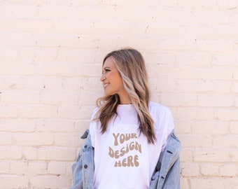 Boho Bella Canvas 3001 White T-shirt Mockup (JPG File)