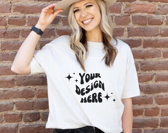 Boho Bella Canvas 3001 White T-shirt Mockup (JPG File)