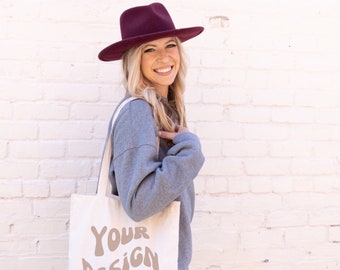 Boho Tote Bag Mockup: Model Canvas Bag (JPG File)