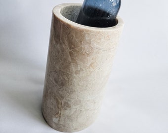 Marble wine bottle holder, wine cooler-champagne holder-wine rack-home bar accessory-rustic wine holder-bottle chiller-free shipping