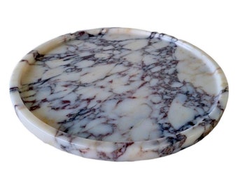 12" Calacatta Viola marble plate-marble tray-catcher-catchall tray-serving platter-hand made -natural stone free shipping