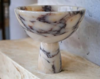 8" Calacatta Viola marble fruit bowl-marble serving bowl-curved bowl-marble platter-hand made-natural stone-free shipping