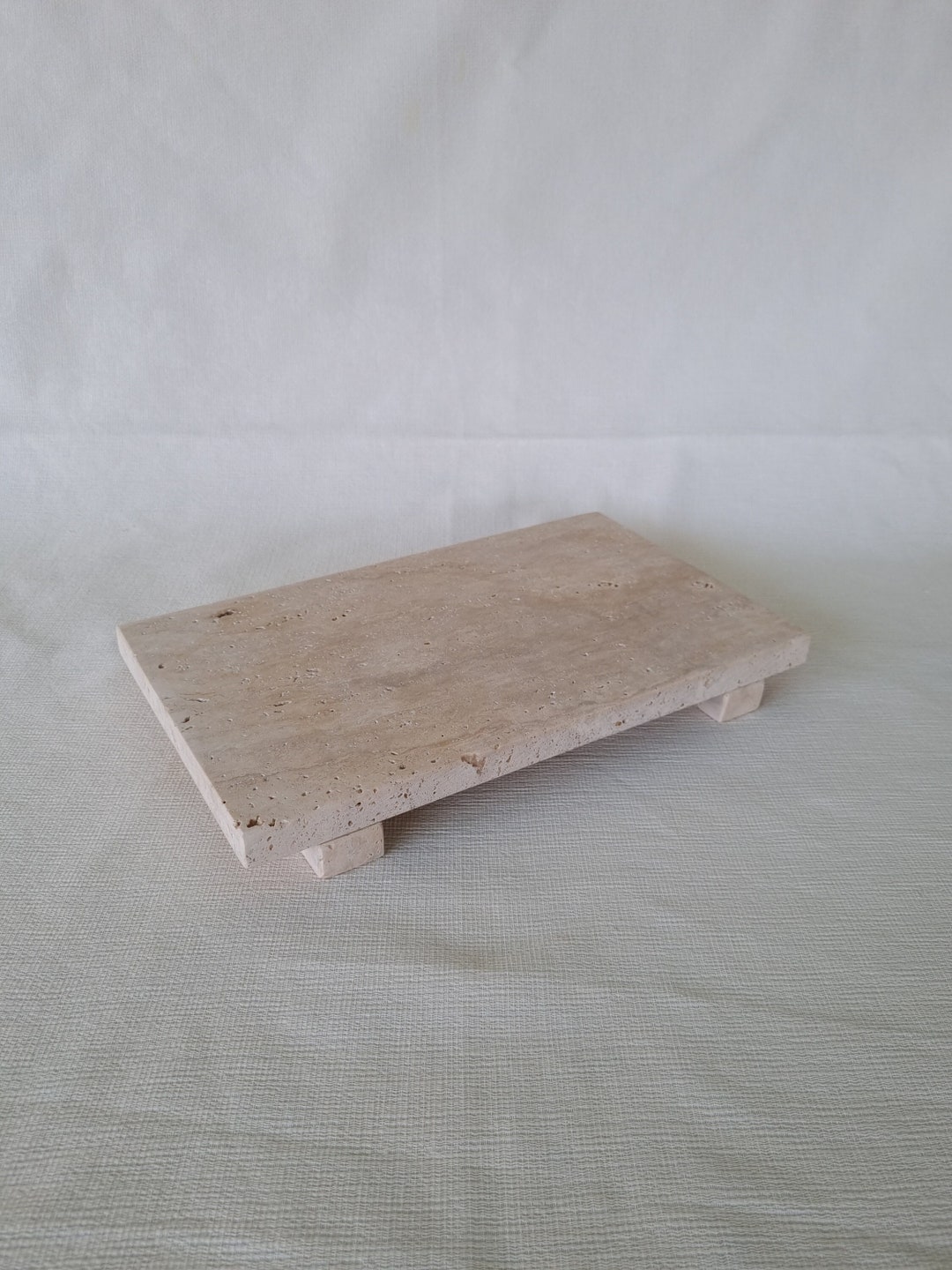 Custom Order Travertine Stand 30x18cm Matte Travertine Flat Tray Hand