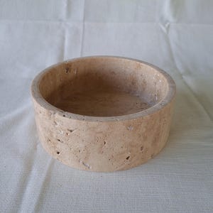 8.7&quot; Travertine bowl-travertine serving bowl-cylinder bowl- rolling bowl-travertine fruit bowl-hand made-natural stone-free shipping