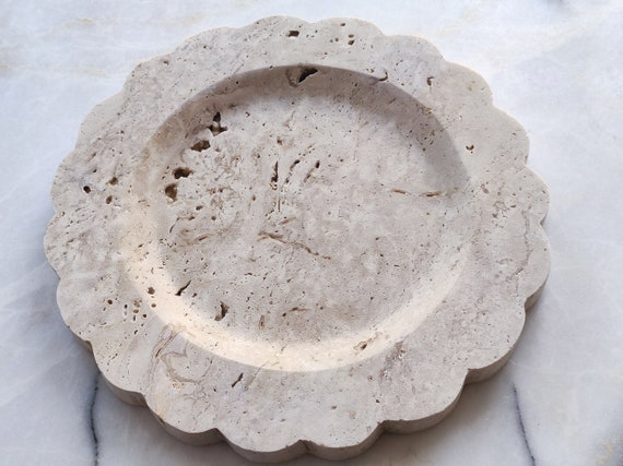 Scalloped Edges Rectangular Travertine Marble Tray At ₹ 9998/piece - View #10