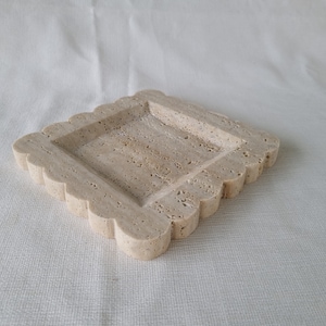 8x8 Travertine Scalloped Tray, Catchall Tray, Square Tray, Entryway Catcher, Jewelry Plate, Necklace Parfume Organizer, Bathroom Decor image 8