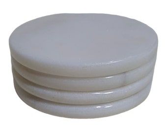 Dessous de verre circulaire en marbre blanc