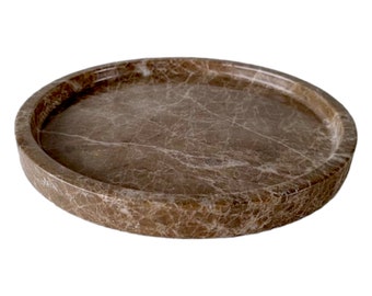 8" Emparador marble plate-marble tray-catcher-serving platter-hand made -natural stone free shipping