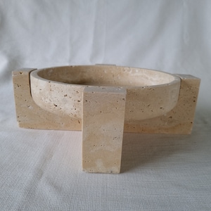 Travertine bowl-travertine serving bowl-travertine curved bowl-travertine fruit bowl-hand made-natural stone-free shipping