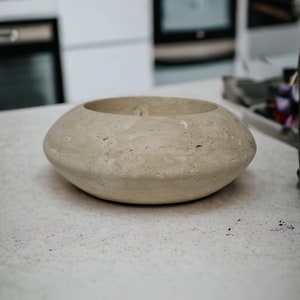 10&quot; Travertine bowl-travertine serving bowl-travertine curved bowl-travertine fruit bowl-hand made-natural stone-free shipping