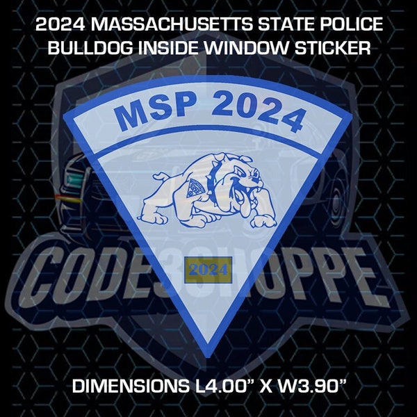 2024 Massachusetts State Police SPAM Style PBA BULLDOG Trooper Inside Window Decal Sticker