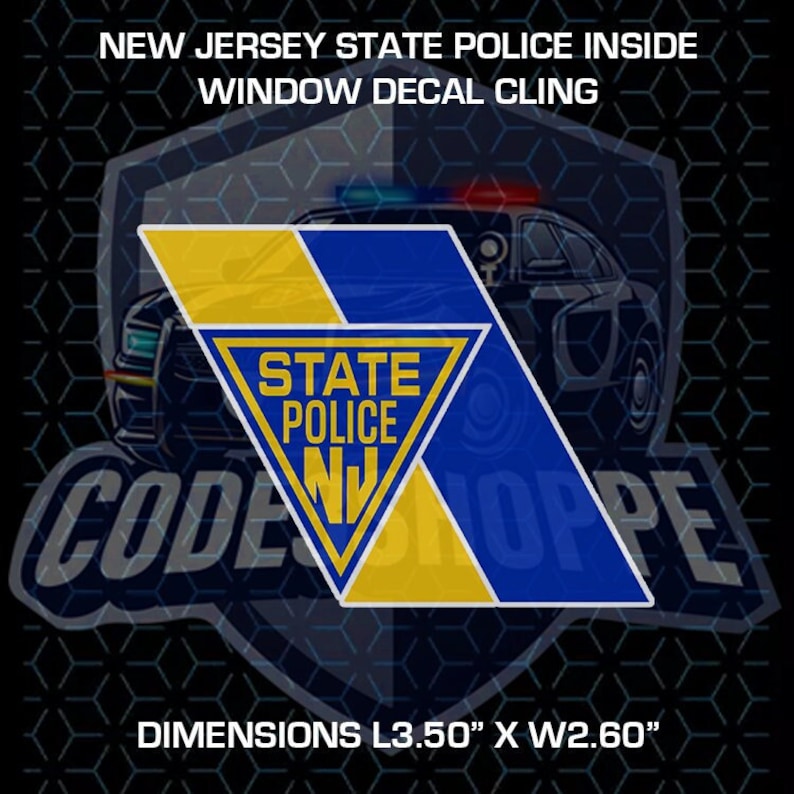 New Jersey NJ State Police NJSP Trooper Removable Inside Window Decal