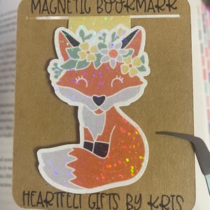 Segnalibro magnetico con volpe a forma di fiore / Regali per donne e ragazze amanti dei libri / Cartoncino sottile durevole e resistente / Stravagante personalizzato personalizzato
