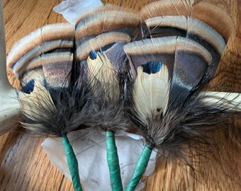 Handcrafted Customizable Rustic Wild Feather Groomsmen Boutonnieres