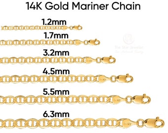 14K SOLID Gold Mariner Chain, Mariner Necklace, Mariner Flat Chain, Mariner Gold Chain, Mariner Necklace, Gold Chain for Mom, Him, Her, SALE