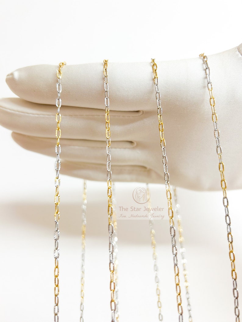 Two Tone Gold Silver Paperclip Chain, Gold Paperclip Chain, Silver