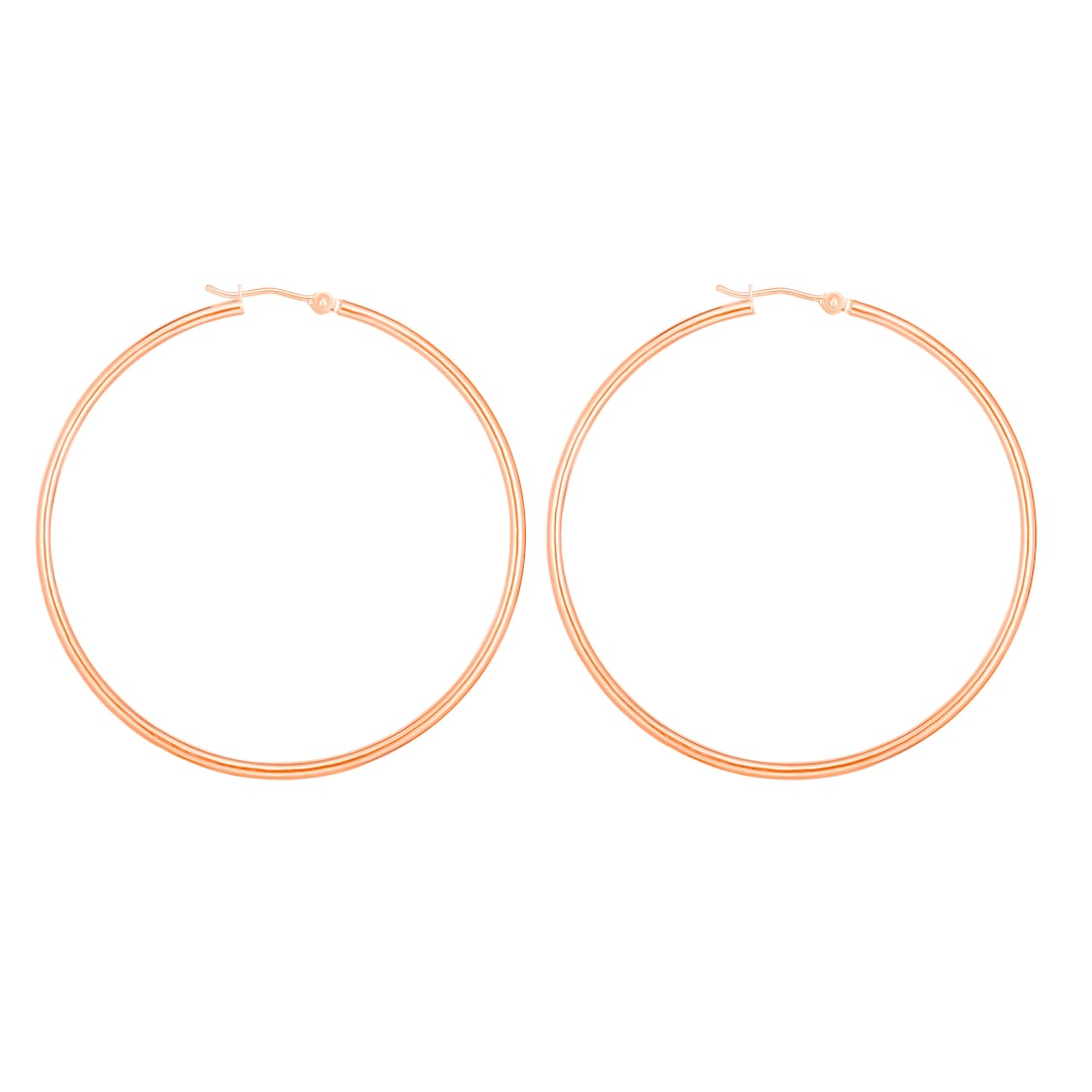 Rose Gold Hoop Earrings Thin Rose Gold Hoops Rose Gold Etsy