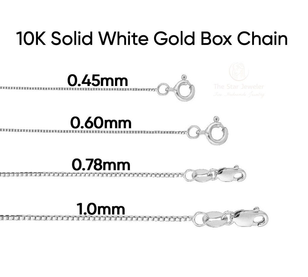 10K Solid White Gold Box Chain Box Chain Necklace Gold Box Etsy