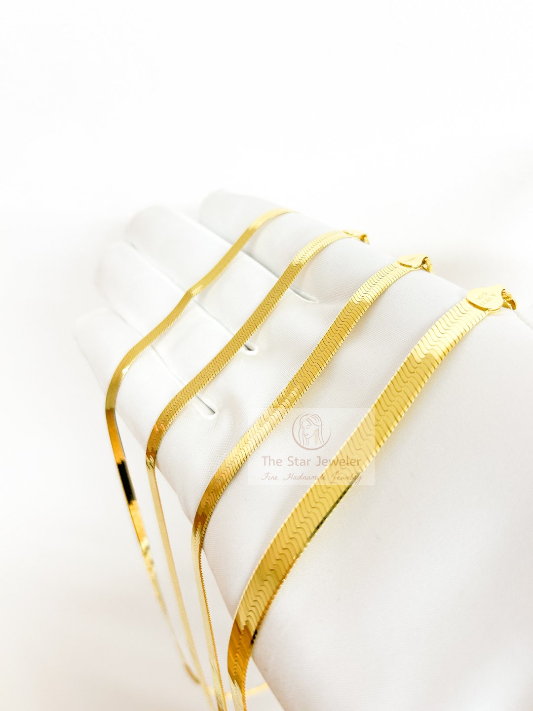 10K Pure Gold Herringbone Chain, Gold Herringbone, Gold Choker for