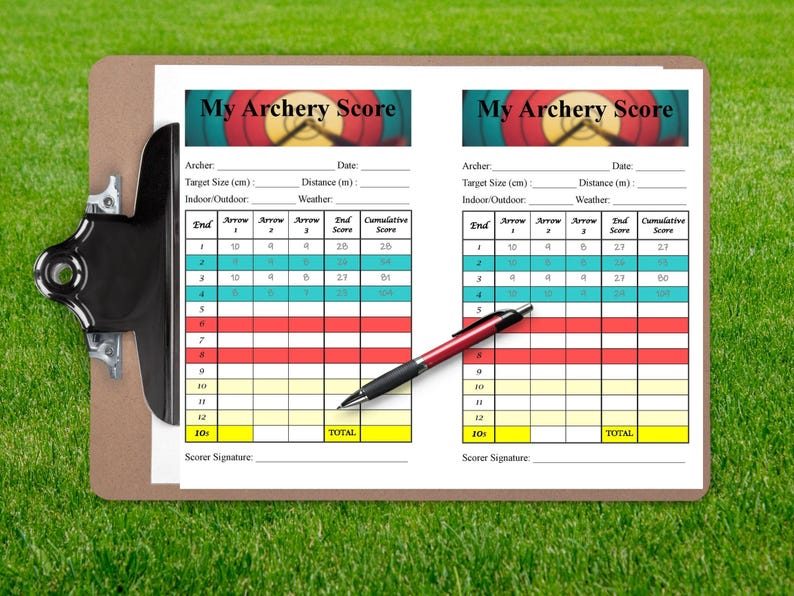 Downloadable Archery Score Sheet, Digital PDF File, 3 Arrow Format, 10 ...