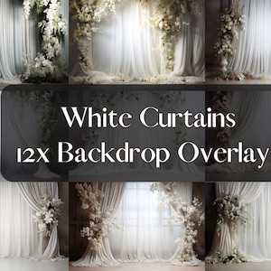 White Curtains Maternity Backdrop, Photoshop Overlays , Studio Backdrop, Fine Art Textures, Backdrop Bundle, Digital Backdrops
