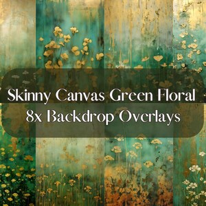 Green Floral Canvas Digital Backdrop: Fine Art Textures (Digital Download)