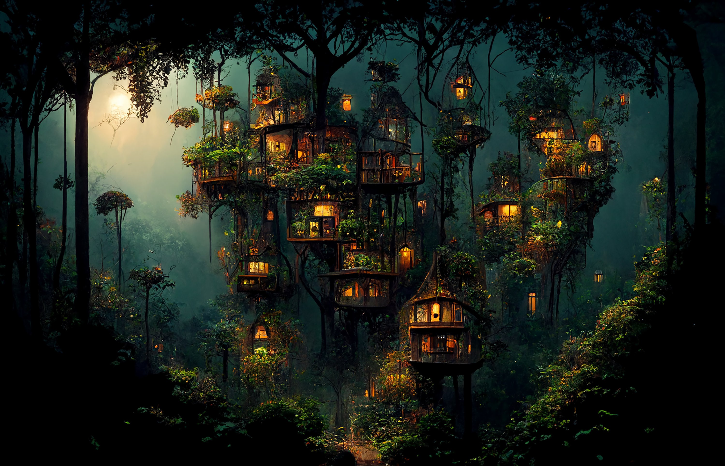 Enchanted Forest Magical Jungle Treetop Village #3 Poster - Etsy