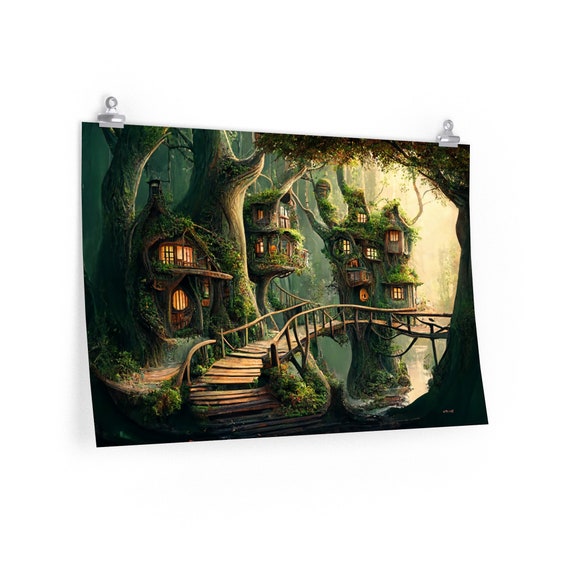Enchanted Forest Magical Treehouse Village #1 Poster - Etsy