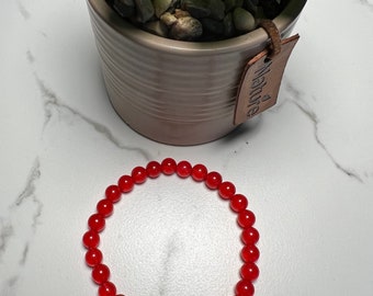 100 % Natural Red Jade Gemstone with  Natural Clear Quartz Bracelet 6mm Taurus Birthstone |Passion  ,Energy and Life |