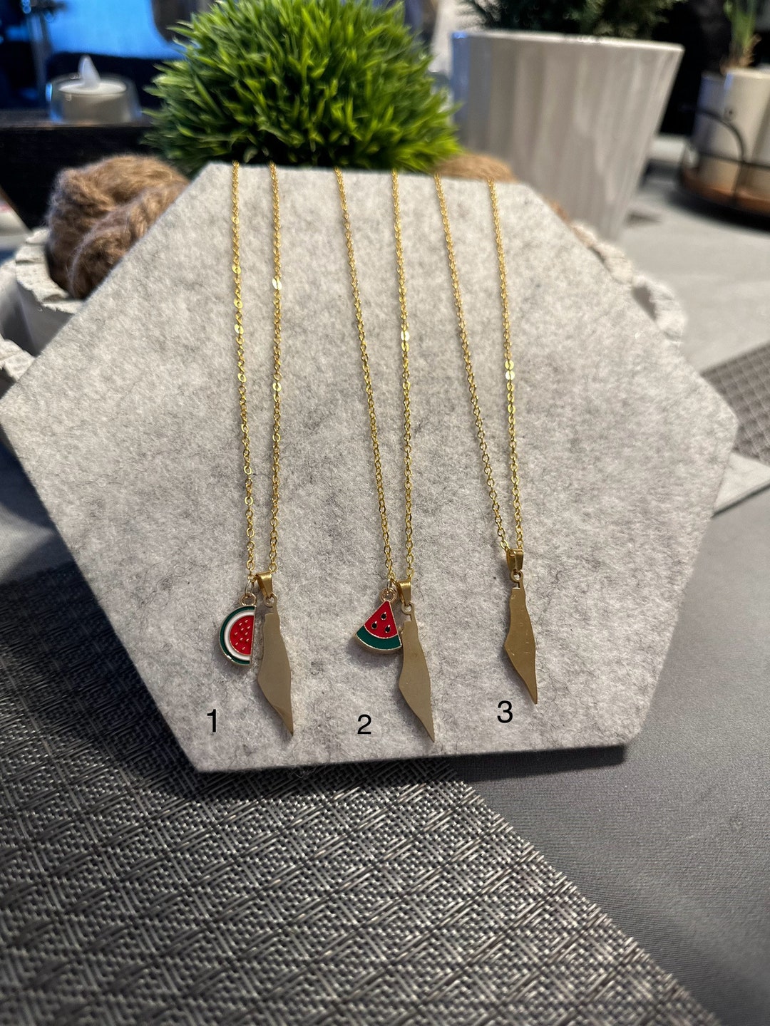 Set of 5 Palestine Map & Key of Return Brooches - Triple Charm Design in White & Gold