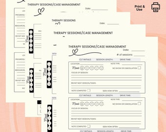 Therapist Note Templates, Mental Health & Case Management (PDF)