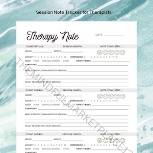 Therapy Session Note Tracker - Etsy
