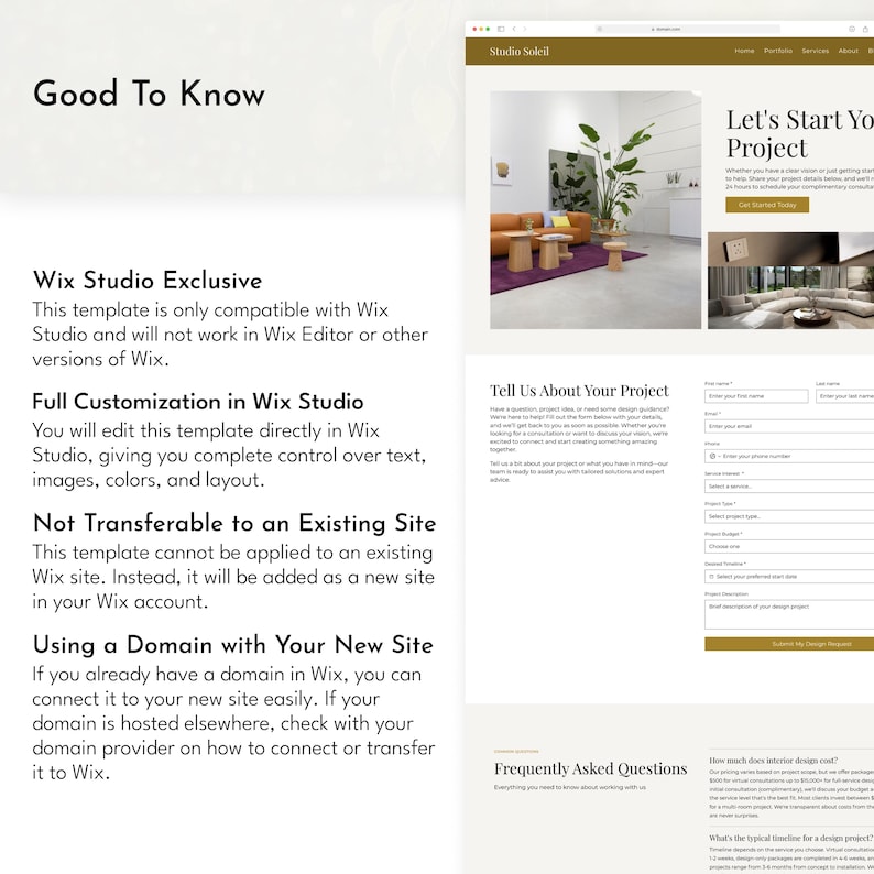 Interior Designer Wix Template | Home Decorator Website, Architect ...