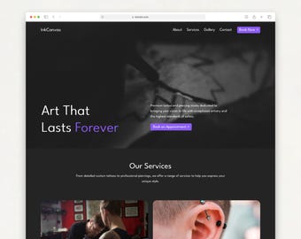 Tattoo Artist Wix Template | Tattoo Studio Shop Website, Tattoo Parlour Portfolio | Editable Wix Studio Template for Tattoo Business