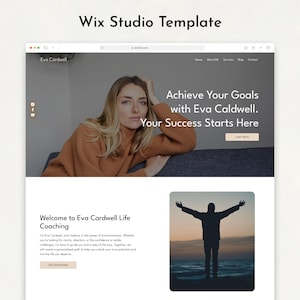Plantilla Wix para coach de vida / Sitio web de coaching con reservas, terapeuta, mentor de bienestar / Plantilla editable de Wix Studio para negocios de coaching de vida