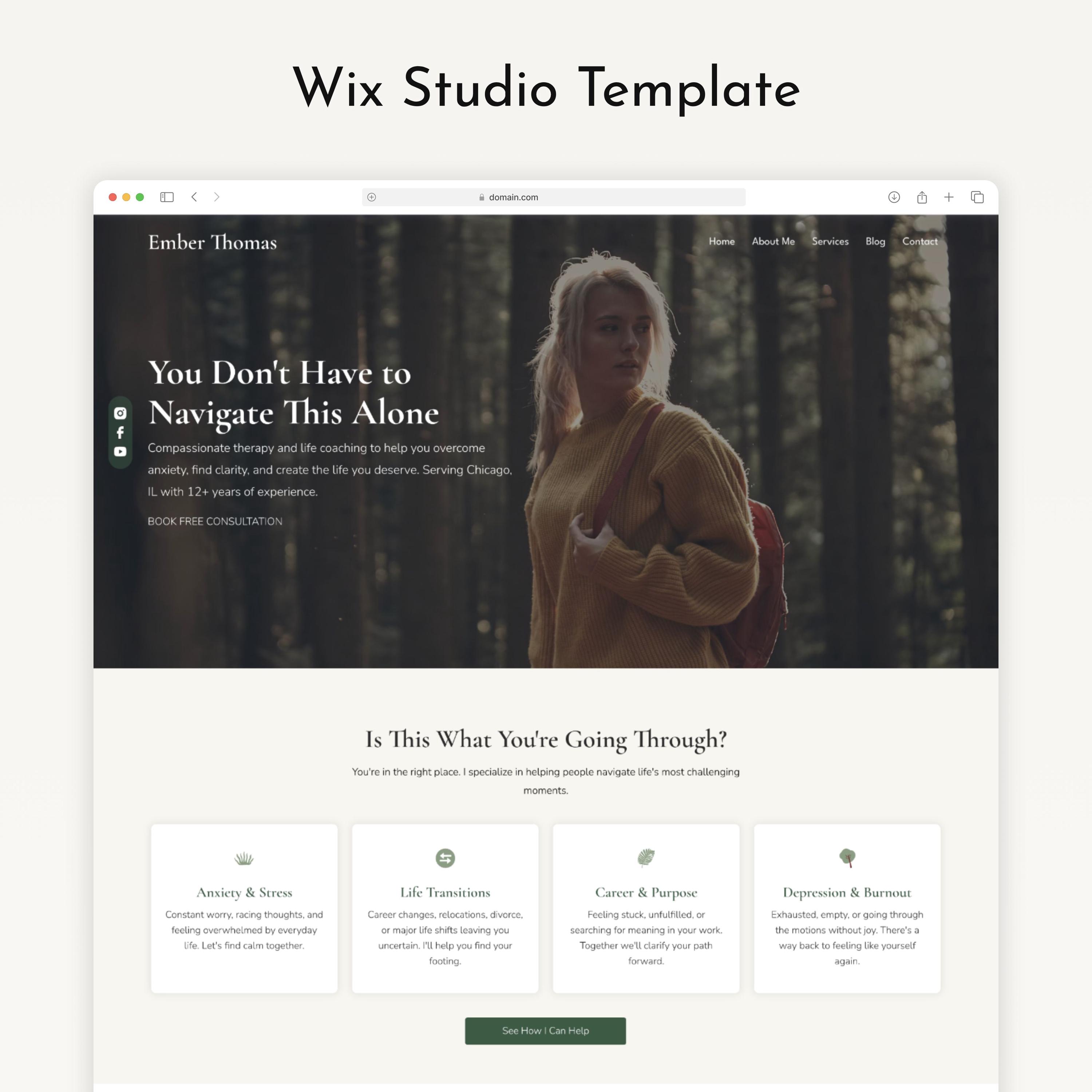 Therapist Wix Template Life Coach Counselor Website, Therapy Practice